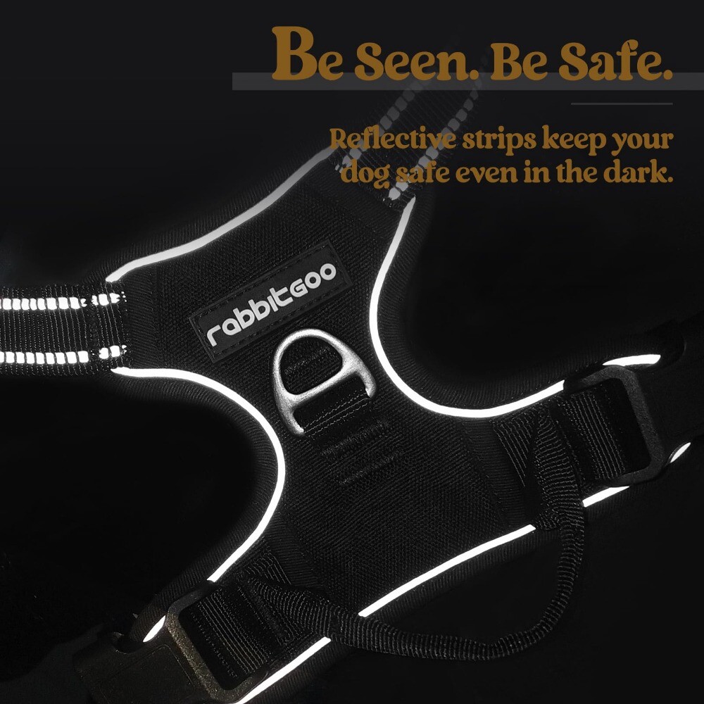rabbitgoo Dog Harness with 2 Leash Clips No-Pull Reflective Vest for Large Dogs