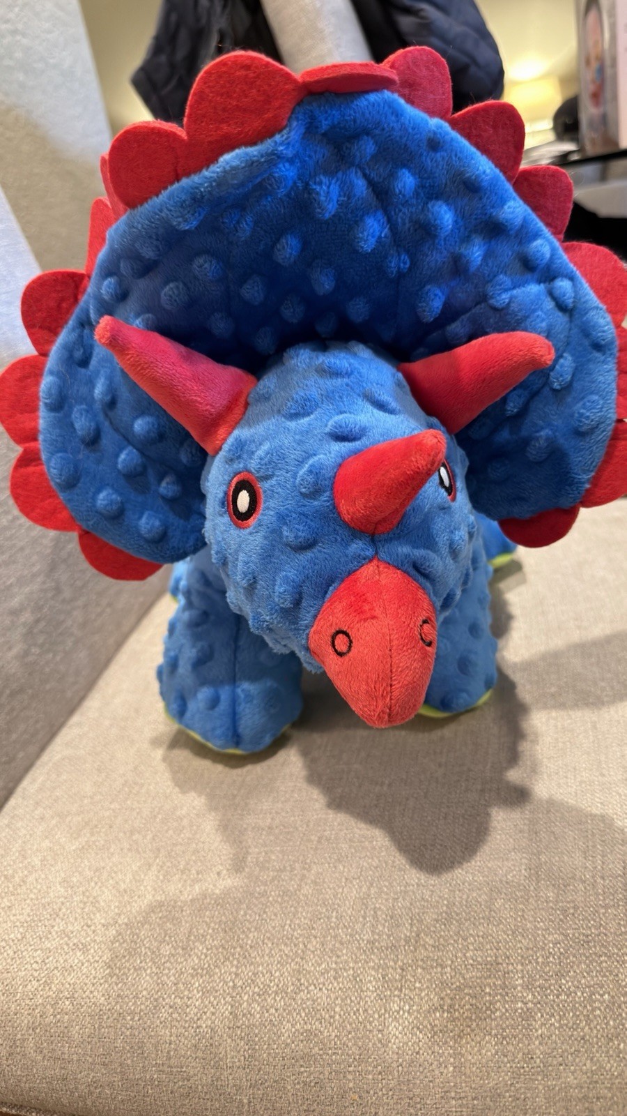 Go Dog Toy Triceratops Dinosaur with Chew Guard Technology blue dog toy New