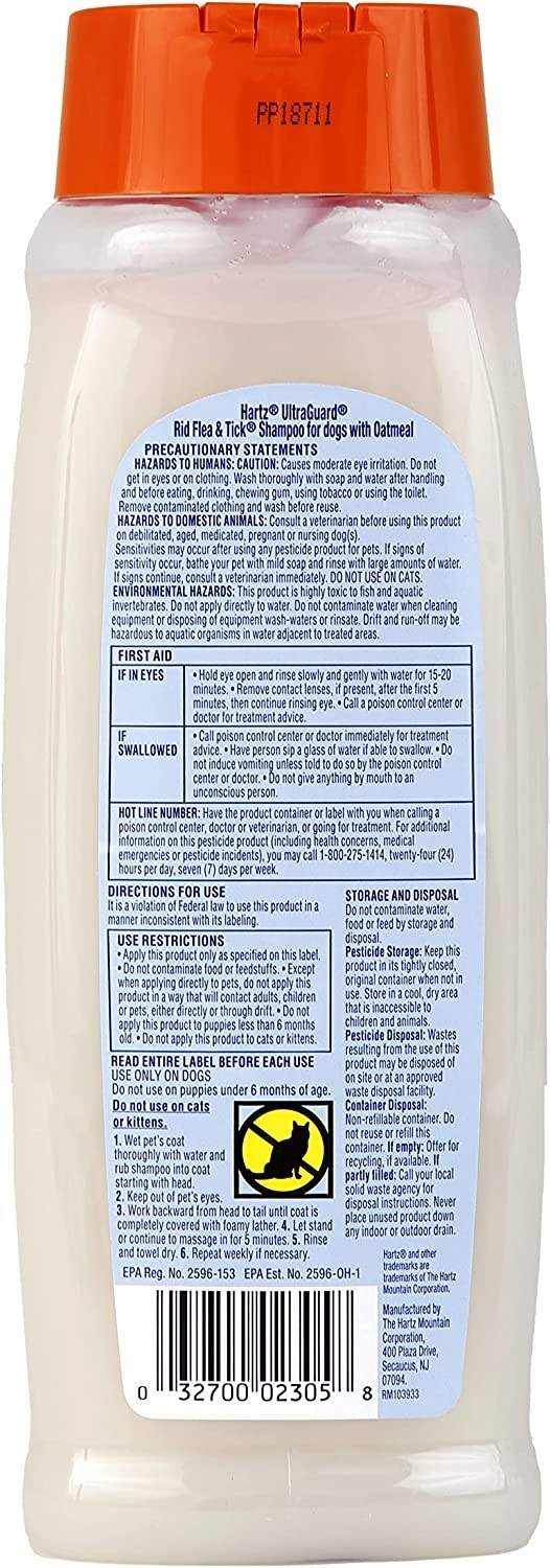 Dog Shampoo Oatmeal Soothing Relief Itchy Irritated Skin Vanilla Scent, 18 Fl Oz