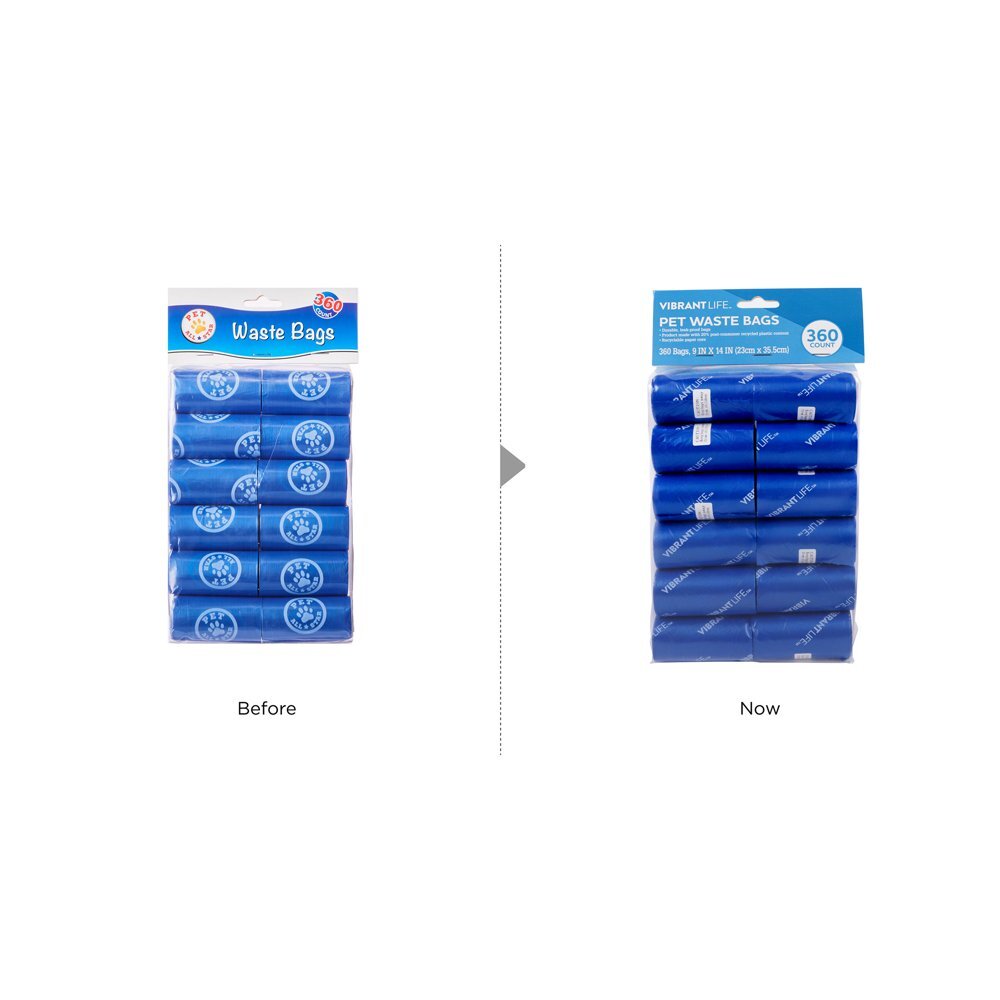Vibrant Life 360 PET WASTE BAGS | DURABLE | LEAK-PROOF | 24-ROLLS | Dog Suppies