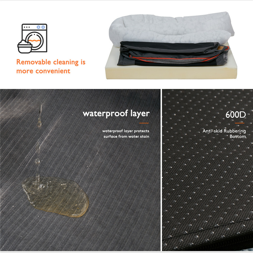 Washable Thicken Dog Bed Extra Large Pet Bed with Bolster Comfort Pet Basket XXL