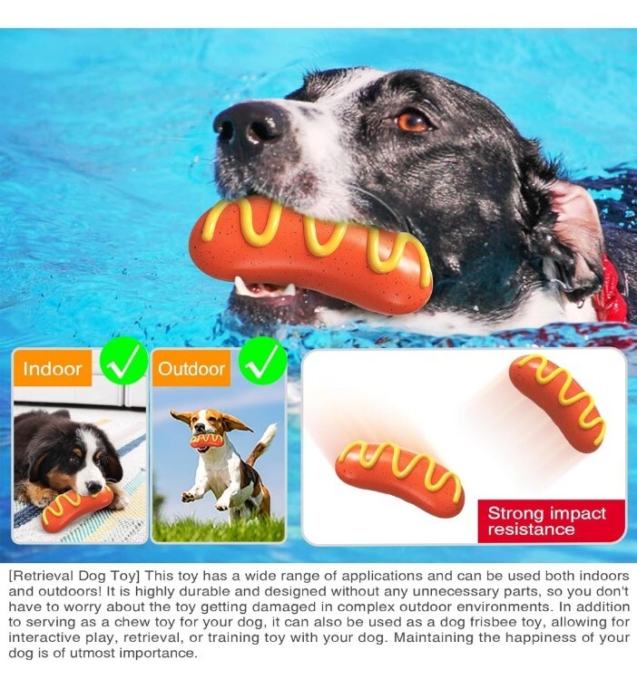 Hot Dog Sausage Squeaky Dog Toy, For Aggressive Chewers