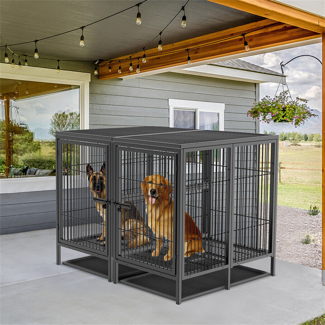 XXXL Giant Premium Dog Crate Cage Pet Kennel Divider Playpen Dual Door & Tray