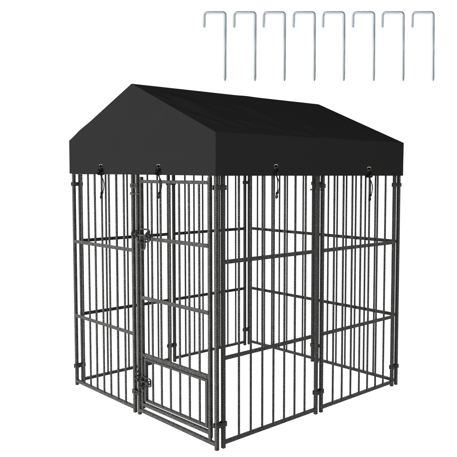 Heavy Duty Dog Kennel Upgrade Antirust Metal Pet Playpen Large Animal Cage House