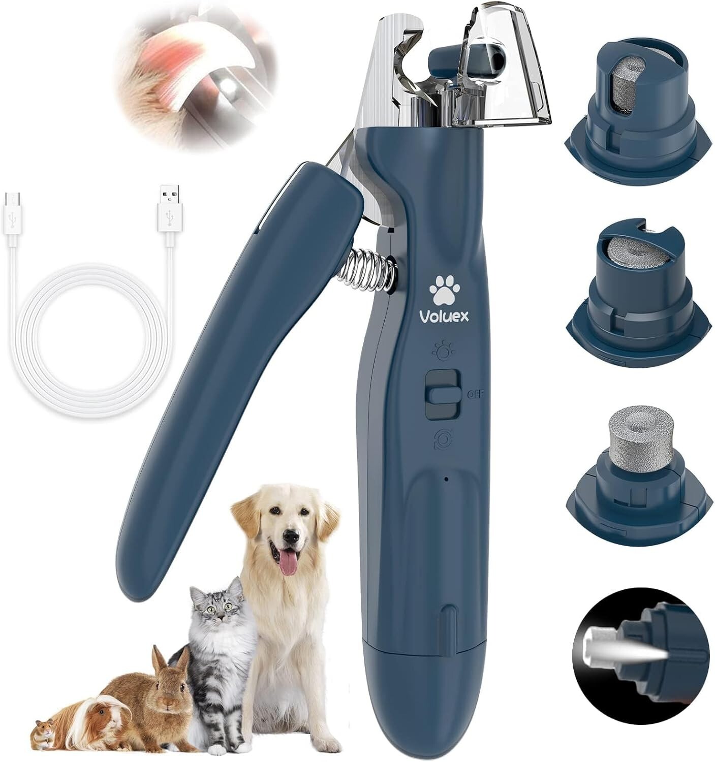2 in 1 Electric Dog Nail Grinder and Clipper Rechargeable Pet Toenail Clippers