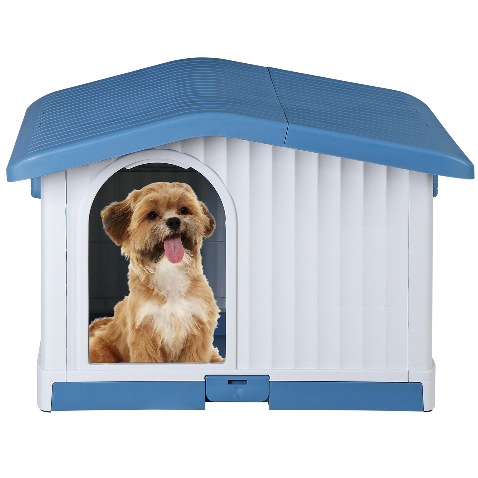 Large Plastic Dog House Indoor Outdoor Dog Kennel Waterproof Puppy Shelter Blue