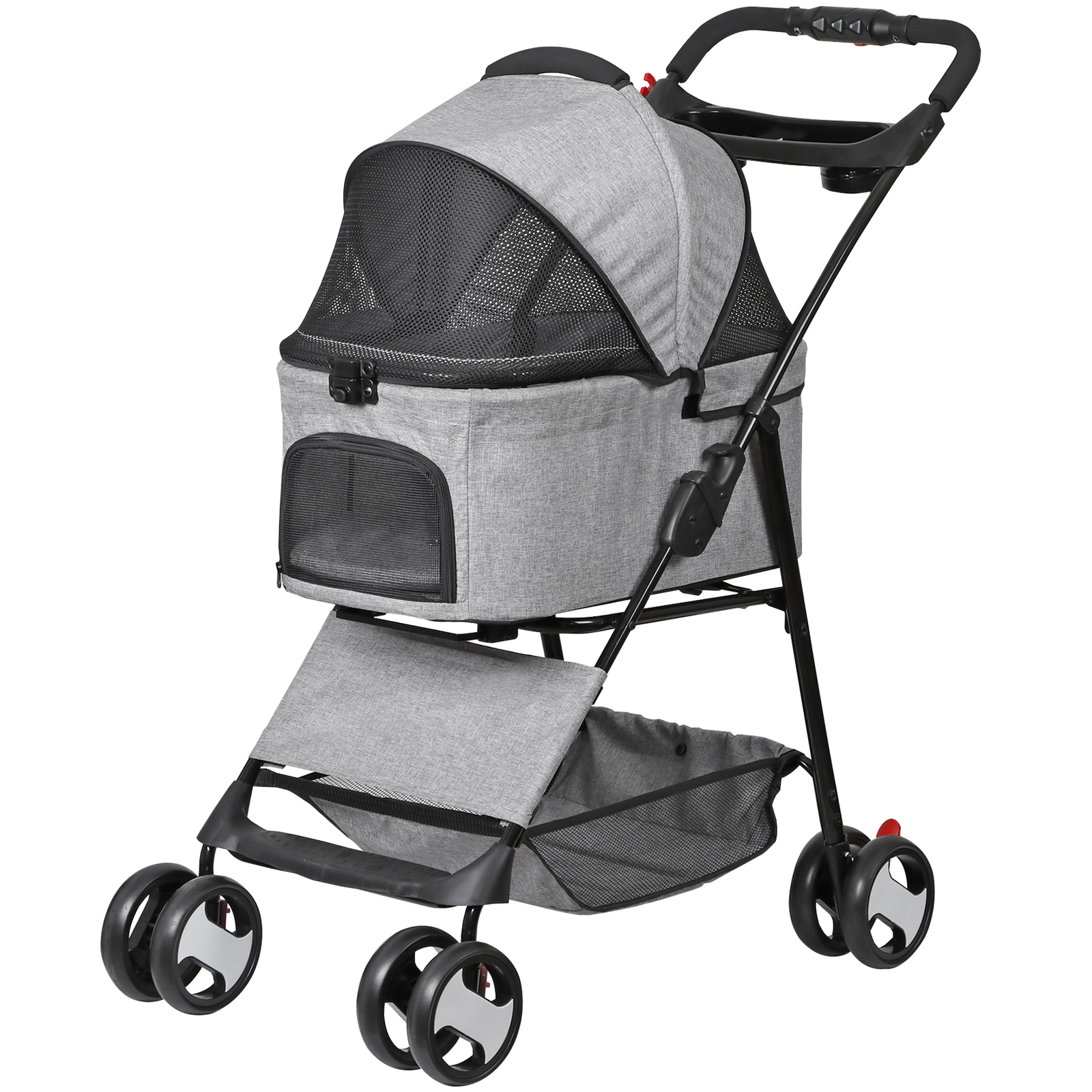 3 in 1 Folding Dog Stroller Pet Stroller for Medium Dog w/Removable Carrier Gray
