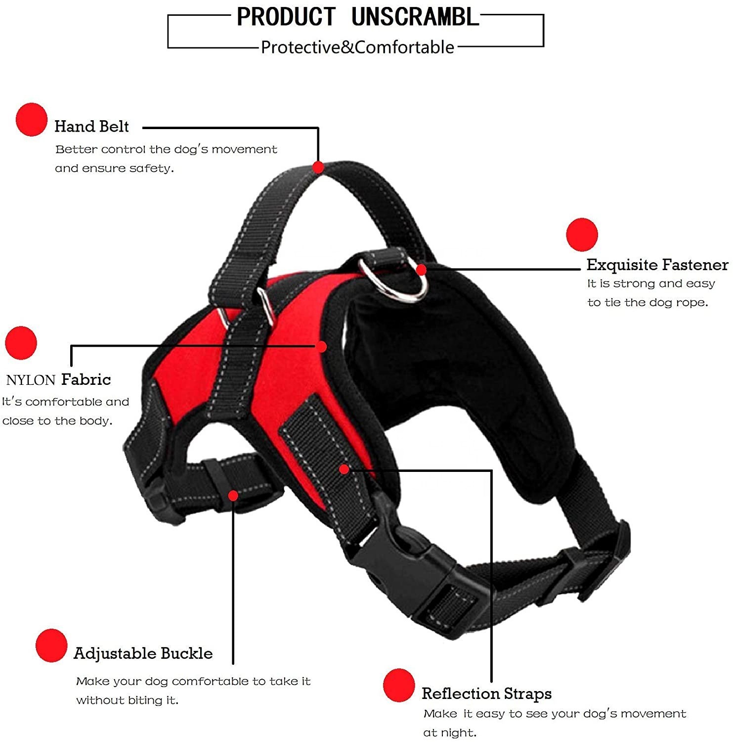 Dog Harness Quick Release Vest Pet XS-XL Harness Nylon Material Breathable