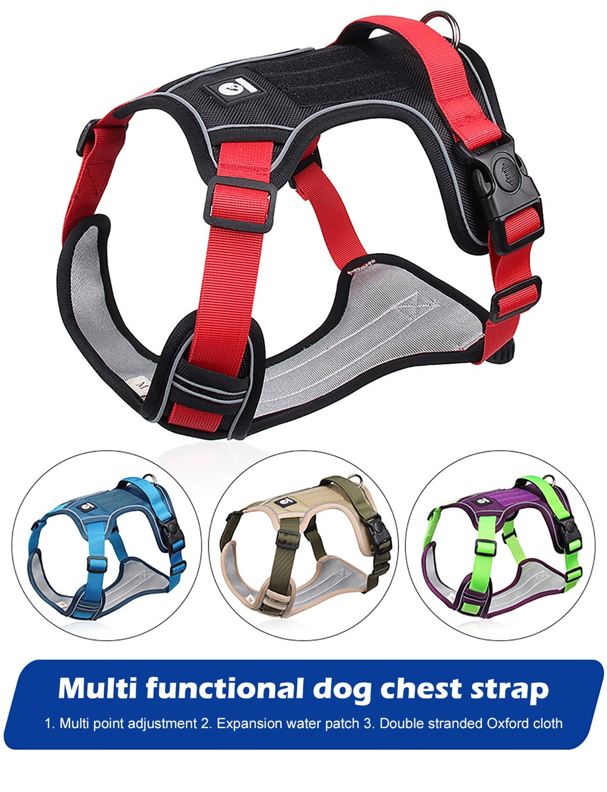 Tactical Dog Harness No Pull Reflective Adjustable Pet Vest Heavy Duty