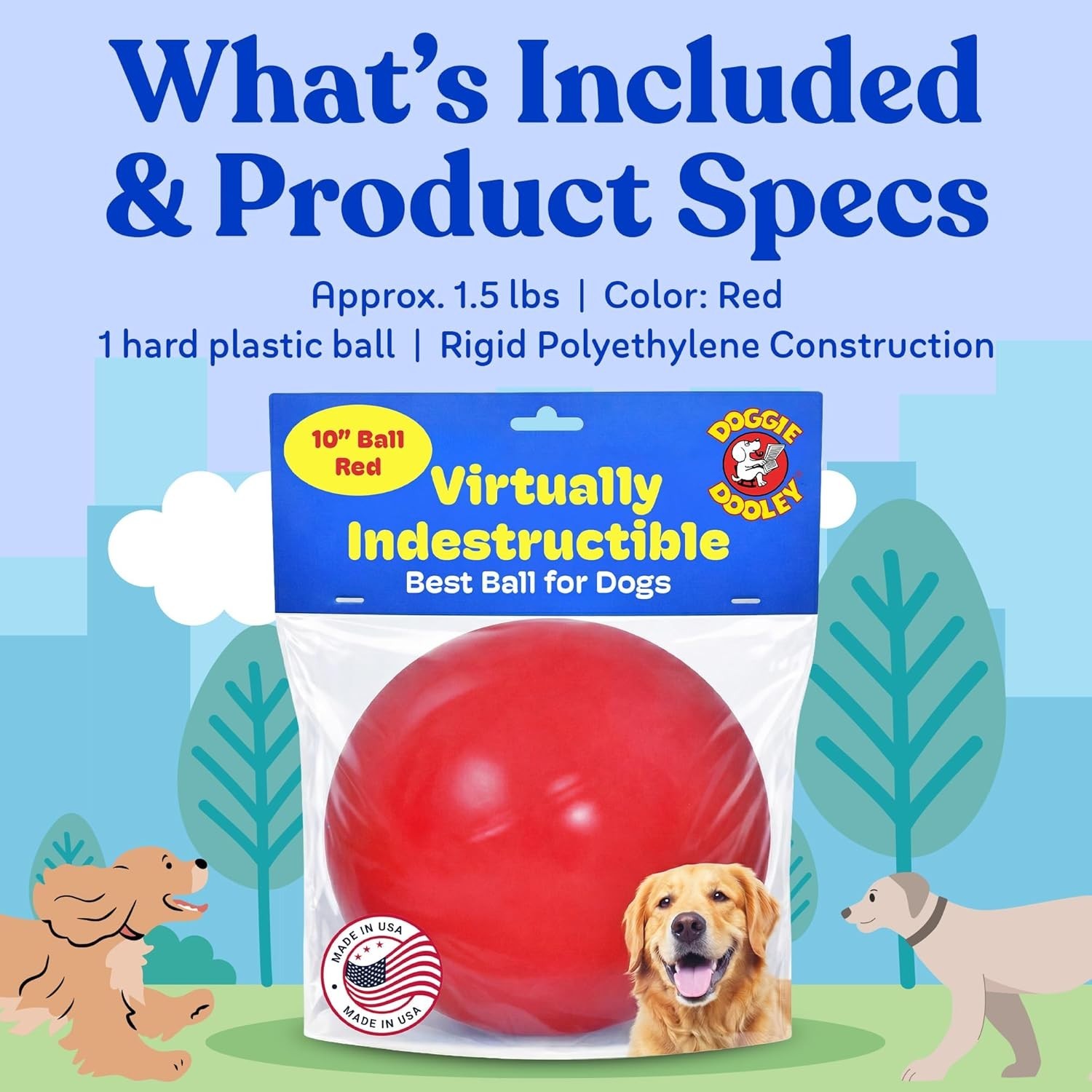 Virtually Indestructible 10″ Dog Ball – For Large Breeds