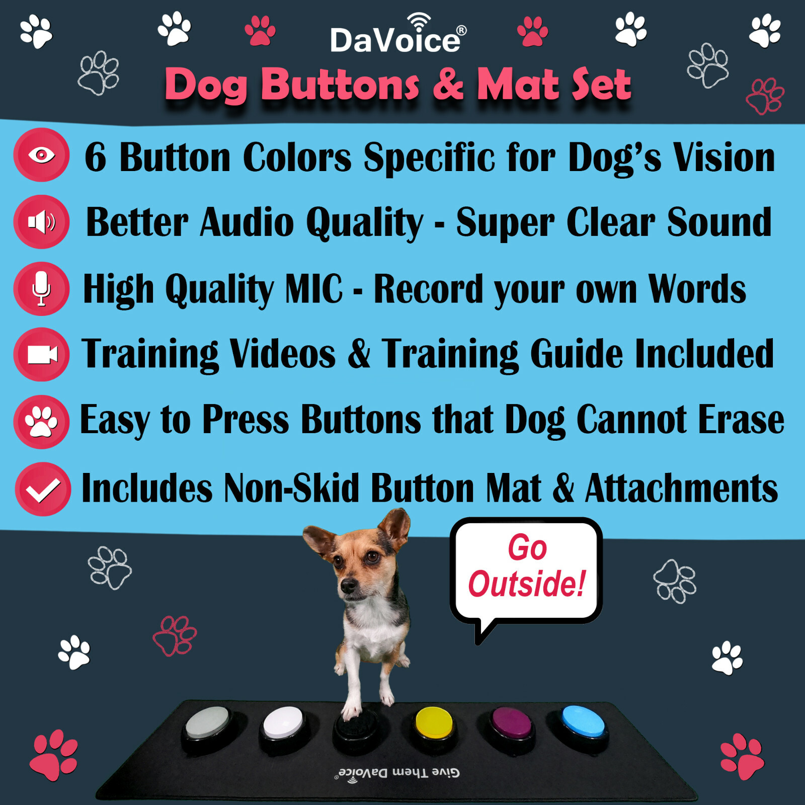 Dog Buttons, Dog Talking Buttons, Dog Communication Buttons, Dog Training Button