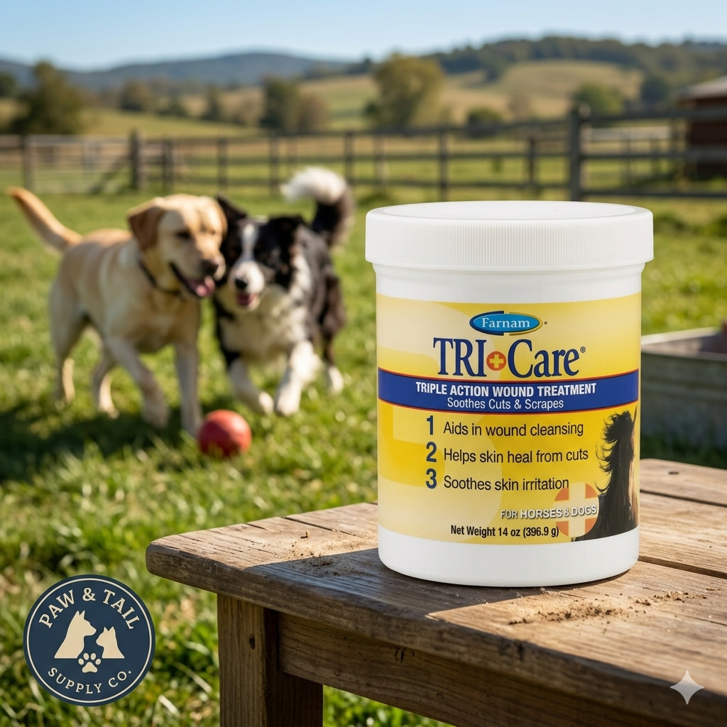 Farnam TRI-Care Triple Action Wound Treatment Horses Dogs Cuts Scrapes Heal 14oz