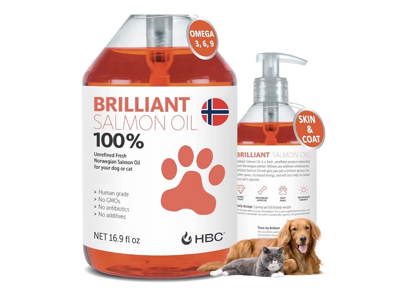 Salmon Oil for Dogs – Healthy Skin & Coat, All Natural Norwegian Fish Oil Foo…