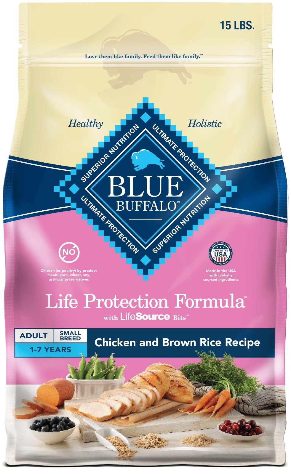 Blue Buffalo Life Protection Formula Adult Small Breed Dry Dog Food,Chicken,15lb
