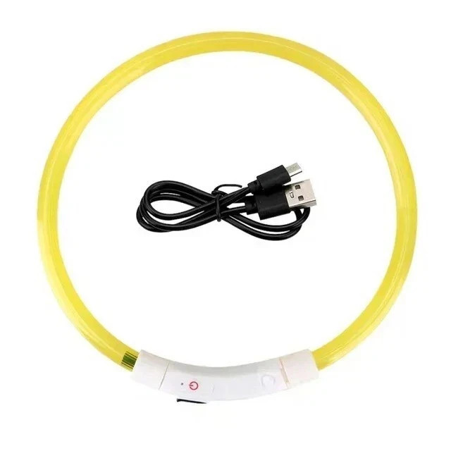 RECHARGEABLE LED Light-up Flash GLOW COLLAR Dog Pet Safety MICRO USB adjustable