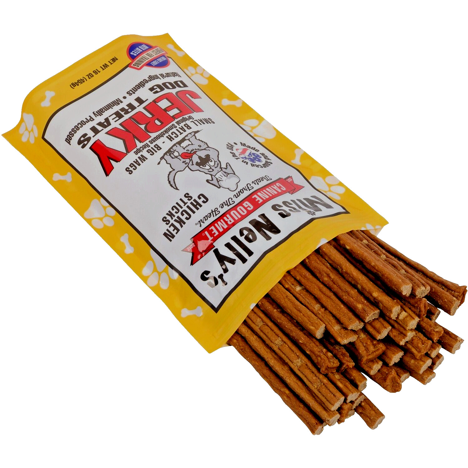 Miss Nelly’s USA Made and Sourced Jerky Dog Treats – 16oz. Bag – Chicken Sticks