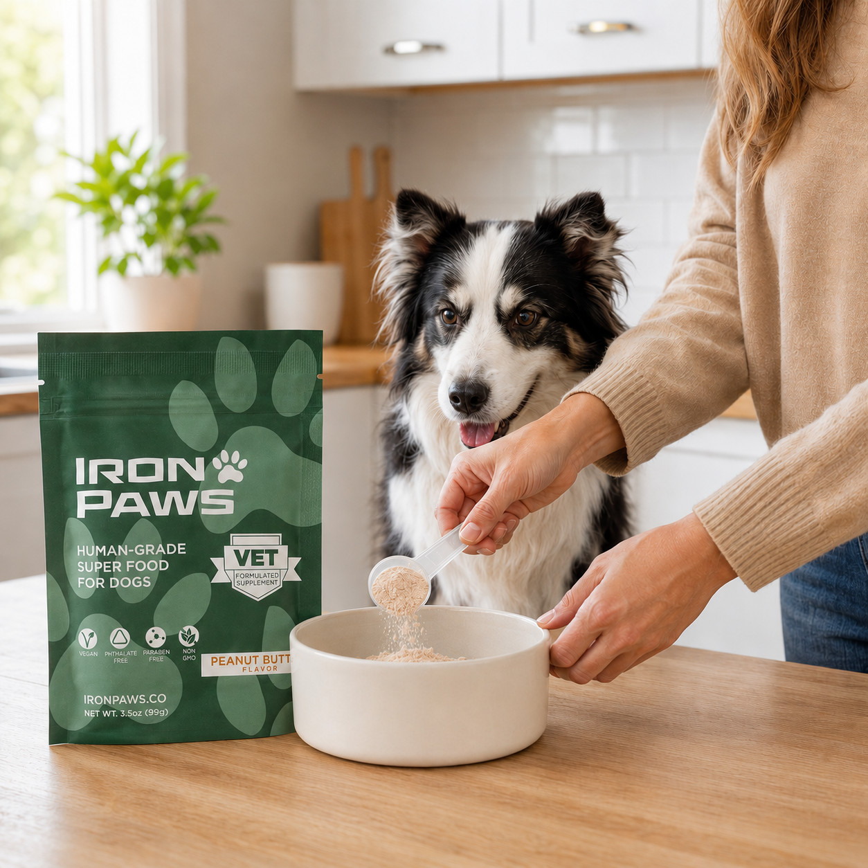 Iron Paws Human-Grade Superfood Powder for Dogs Dental Gut Joint Skin & Coat
