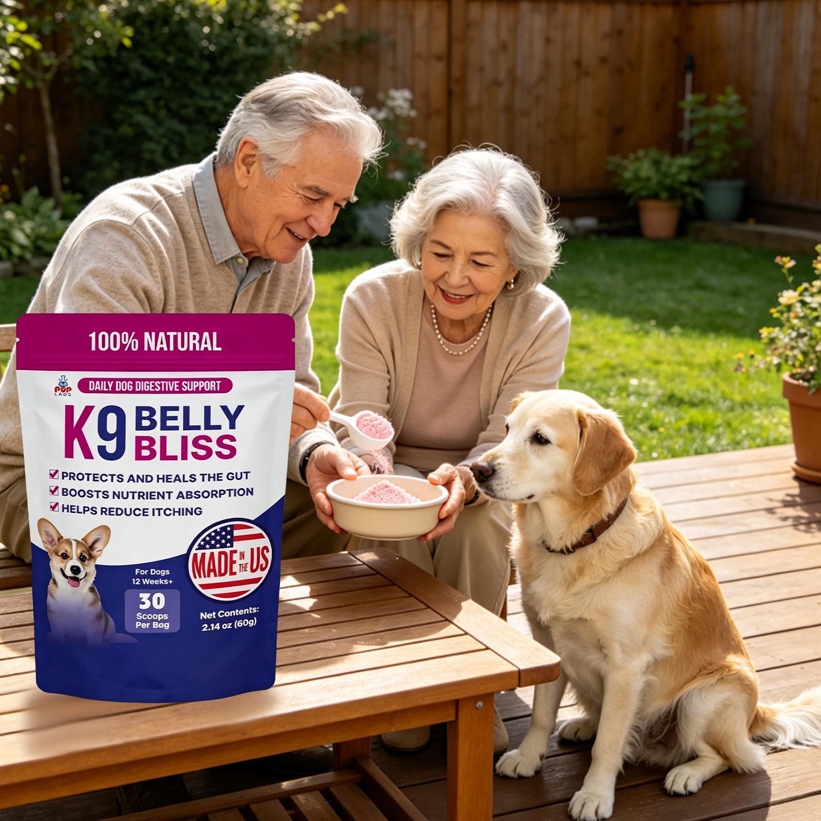K9 Belly Bliss Dog Probiotic Powder 30 Scoops Gut Digestive Support