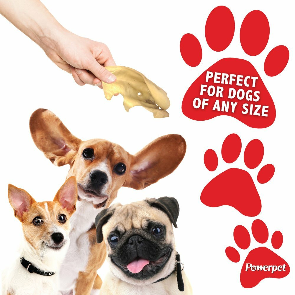 ALL NATURAL Beef Cow Ears DOG Treats 50 count Natural Flavor-BRC Certified