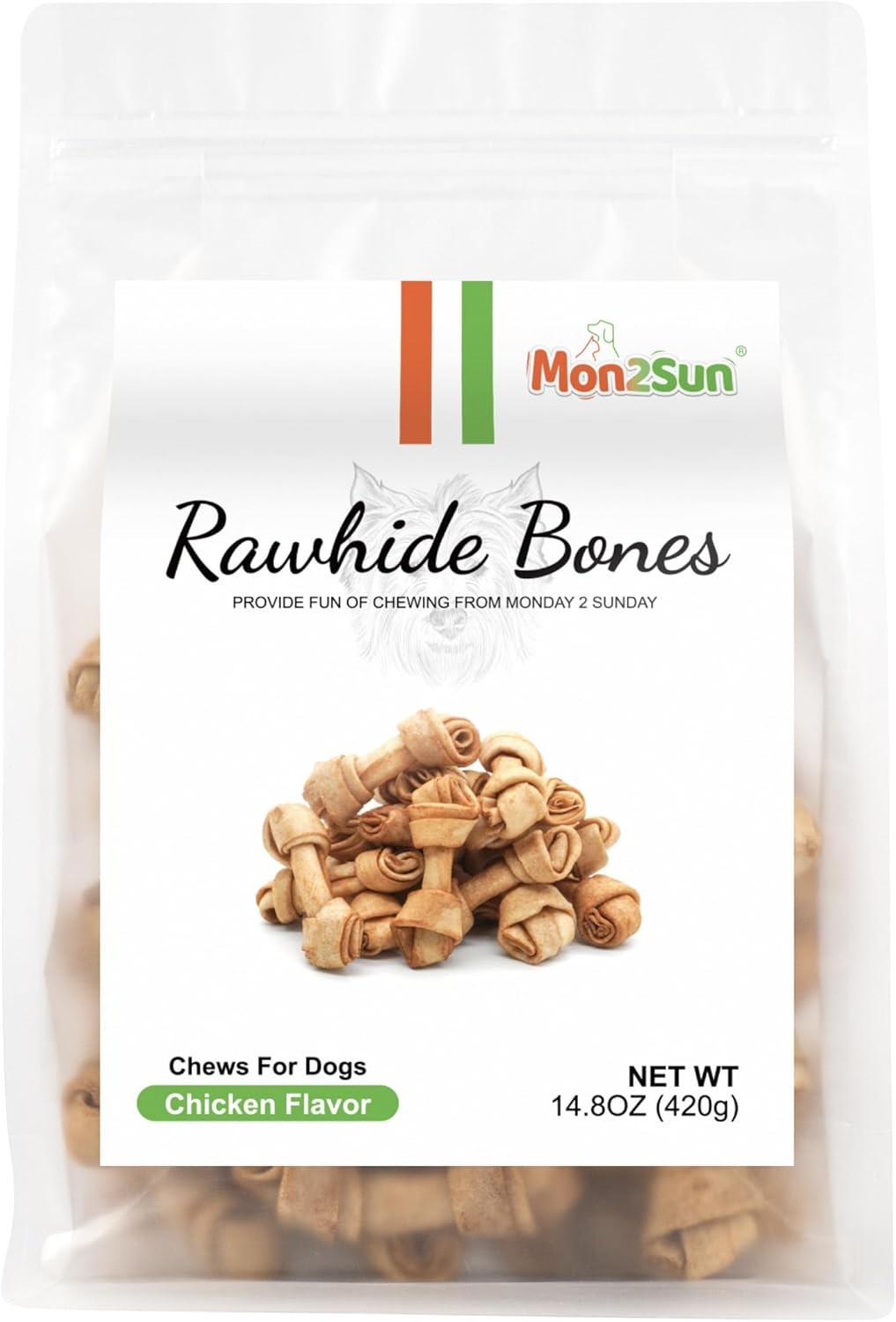 Rawhide Knot Bones 2.5in Chicken Flavor — 60 Count for Puppies & Small Dogs