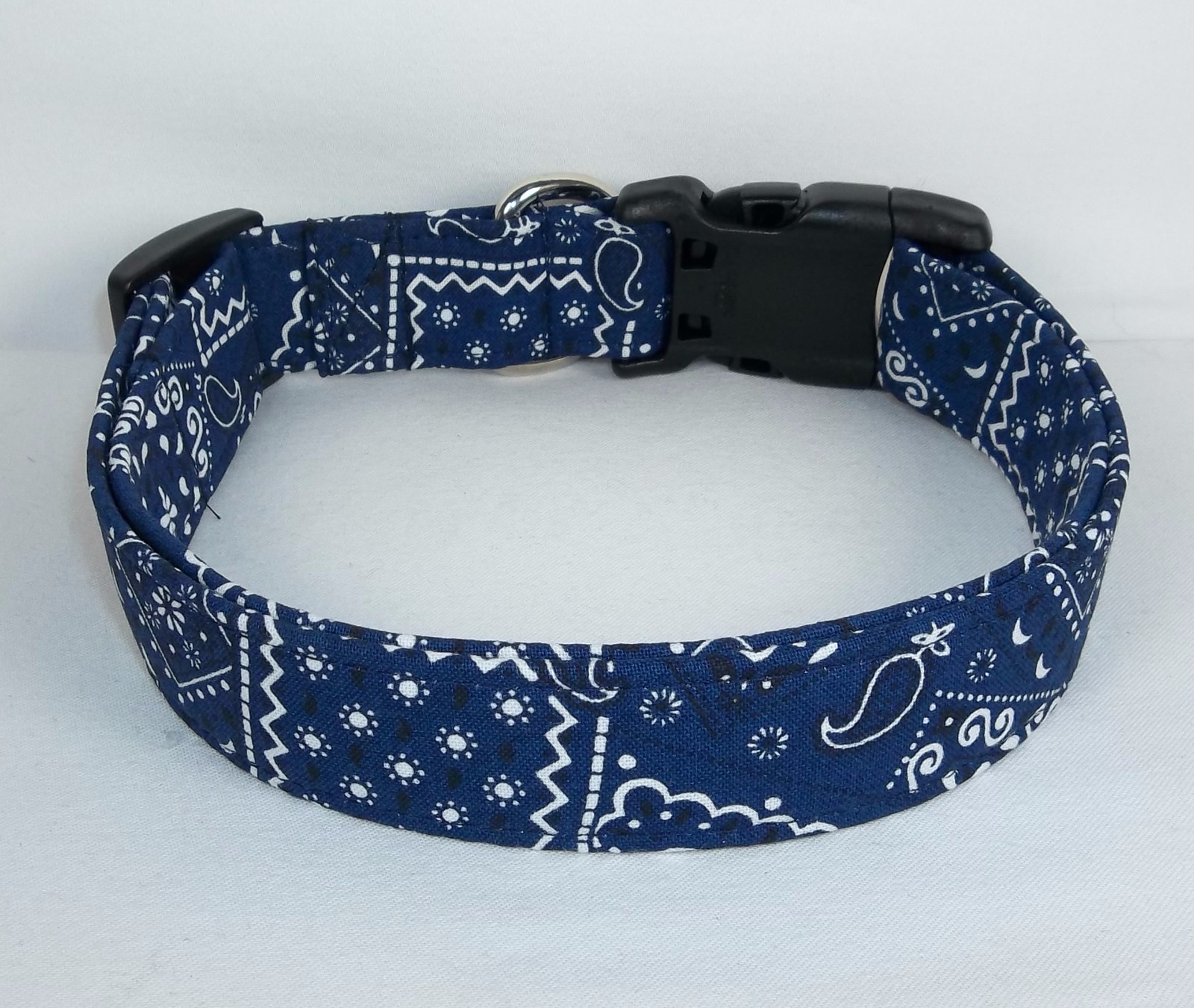 Navy Blue White Bandana Terri’s Dog Collar handmade adjustable charming western