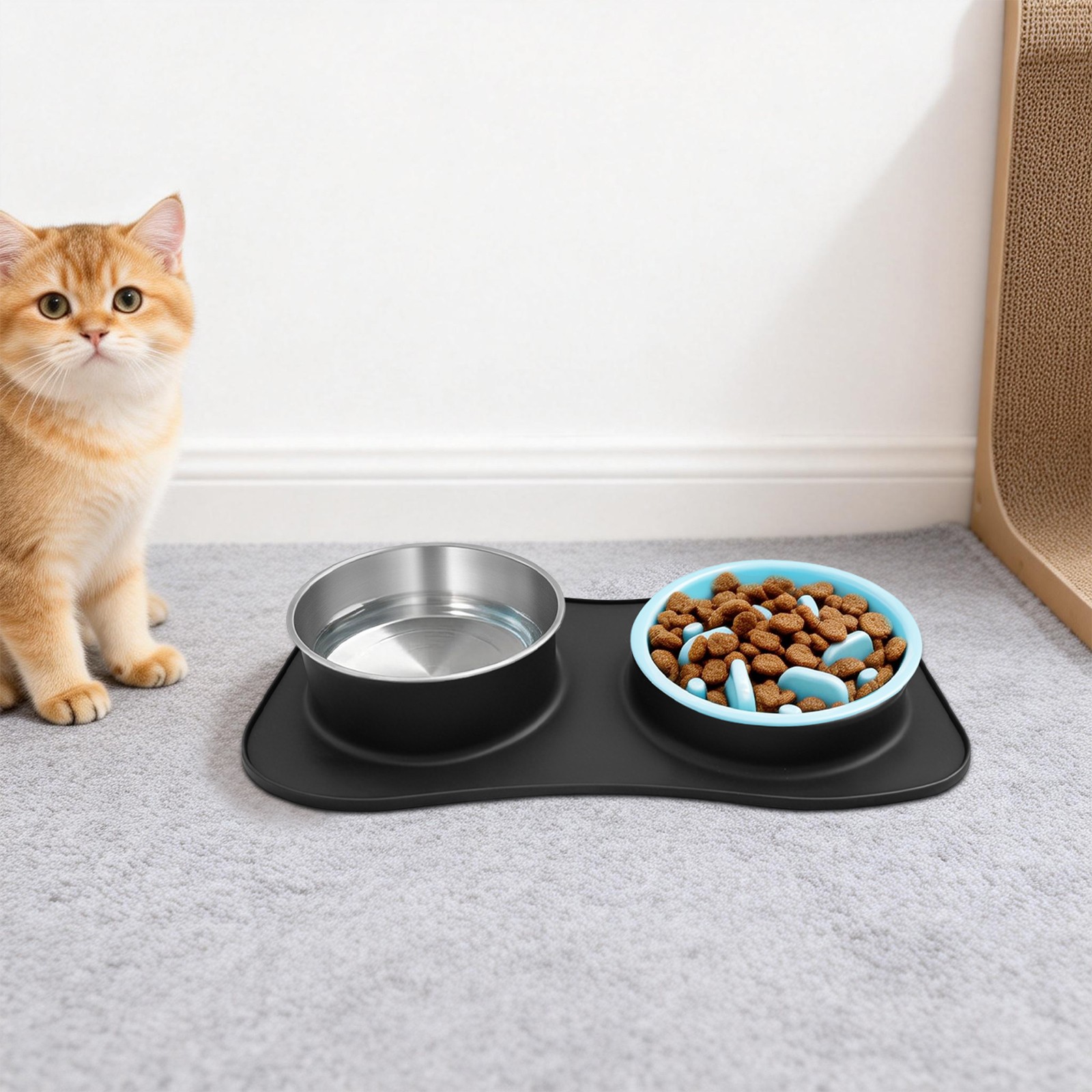 Slow Feeder Dog Bowl Set With Water Bowl Dog Food And Water Bowl Set 3 In 1