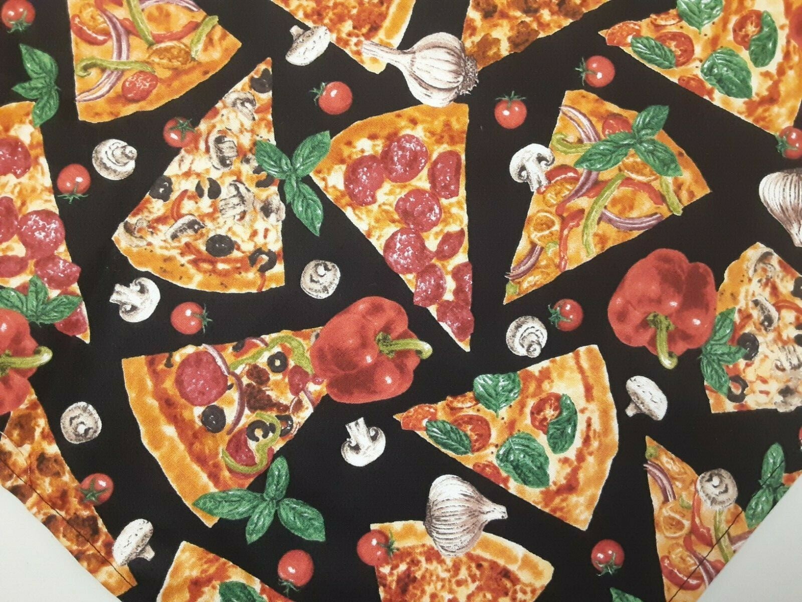 Dog Bandana, Scarf, Tie On, Pizza, Novelty, Large, Medium