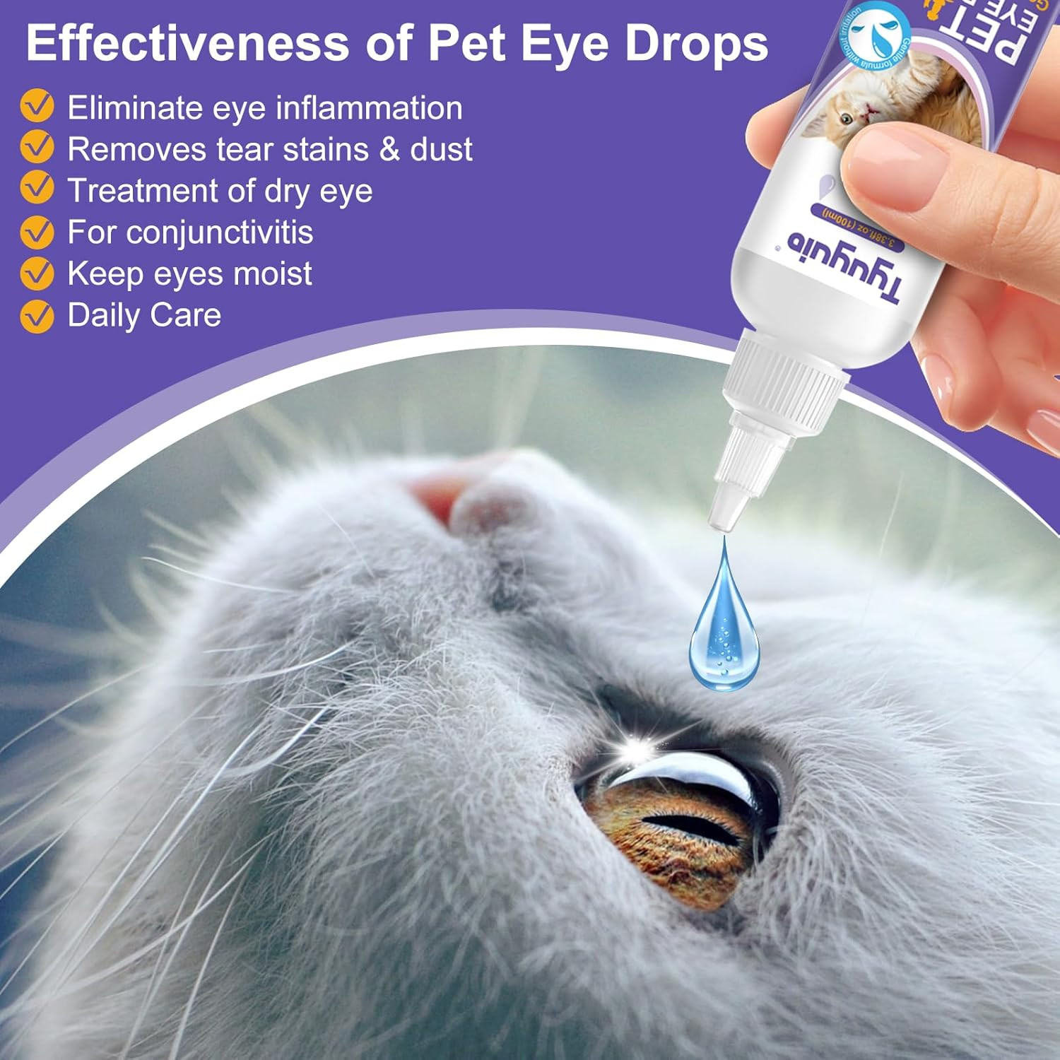Pet Eye Drops for Dogs and Cats to Soothe Eyes Irritation & Infection Allergy,Re