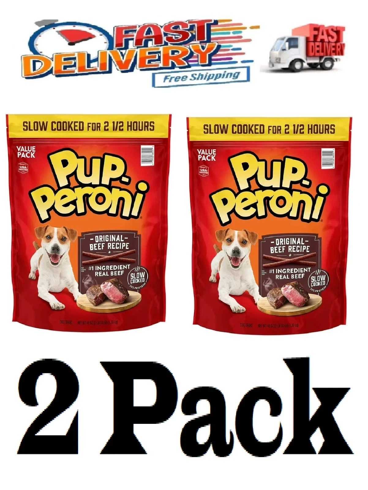 2 PACK – Pup-Peroni Dog Snacks Original Beef Flavor dog treats (46 oz.)