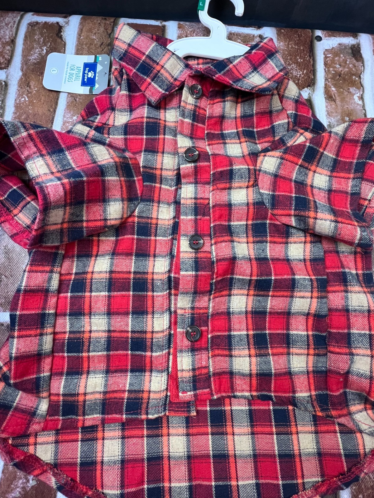 top paw Plaid Woven Shirt size large dog flannel shirt