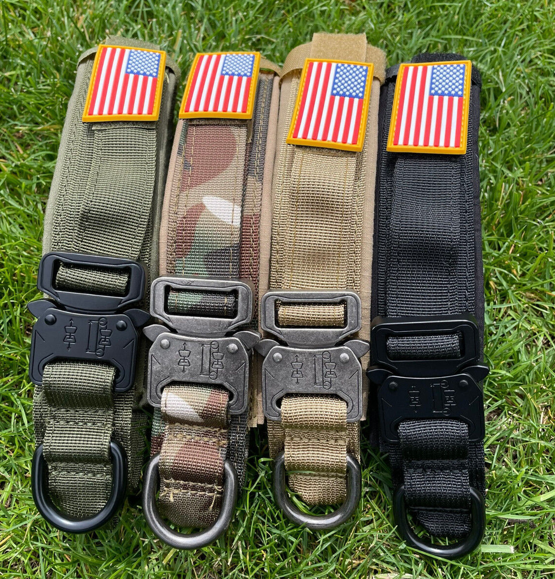 American Flag Tactical Dog Collar Service Canine Training K9 Metal American Flag