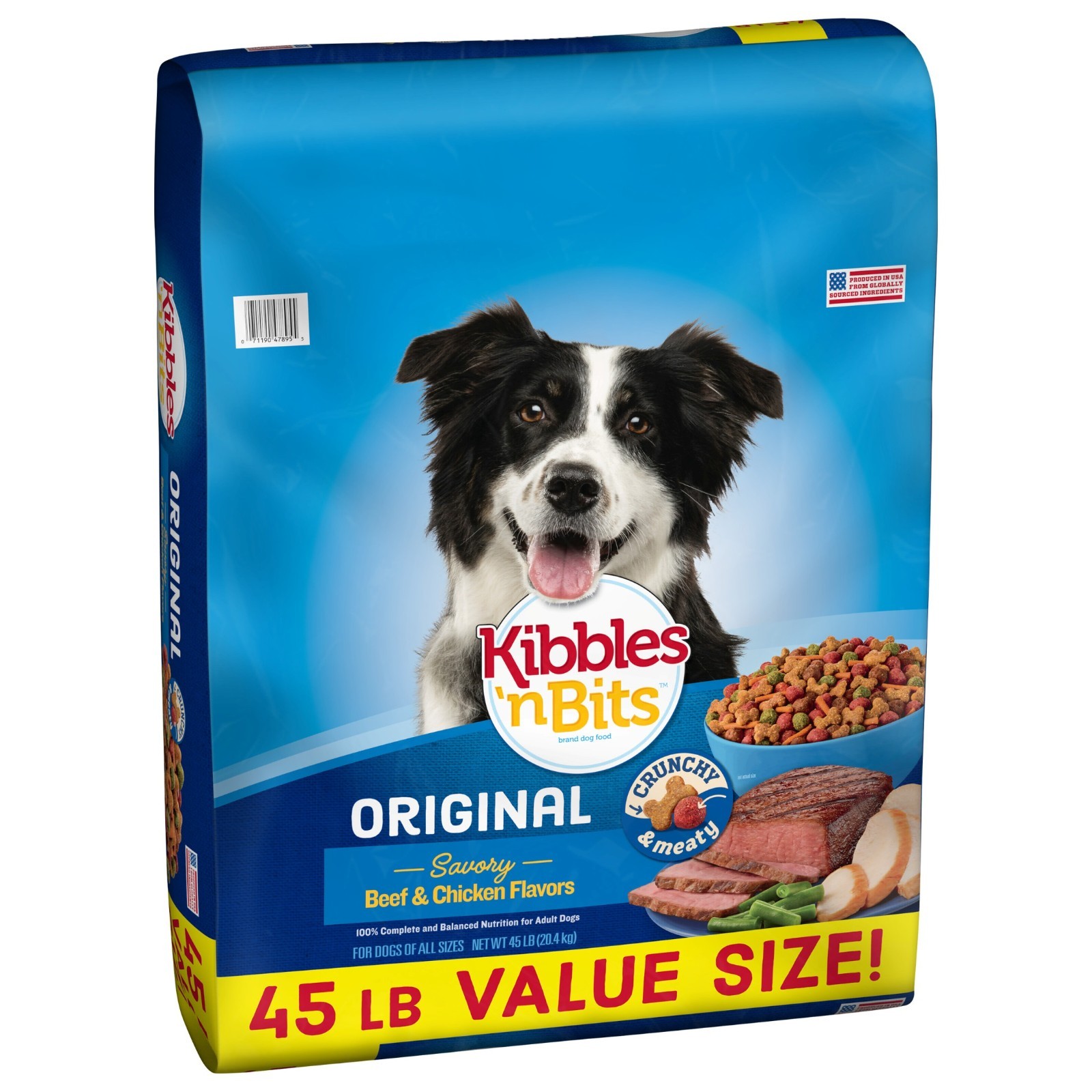 Kibbles ‘n Bits Dry Dog Food, Original Savory Beef & Chicken Flavors, 45 lb. Bag