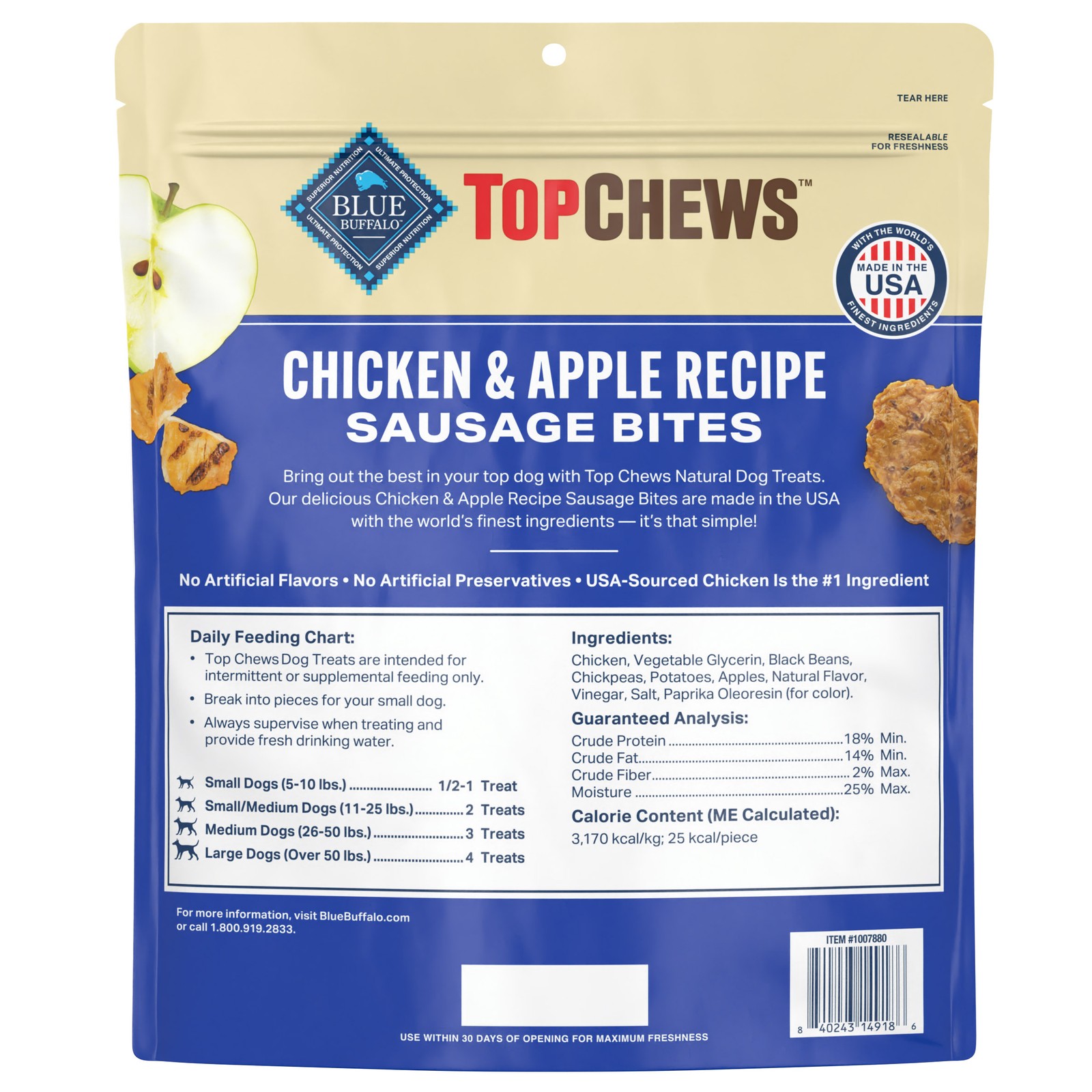 Top Chews Chicken & Apple Recipe Dog Treats, 100% Natural Pet Food, 2.5 lbs. Bag