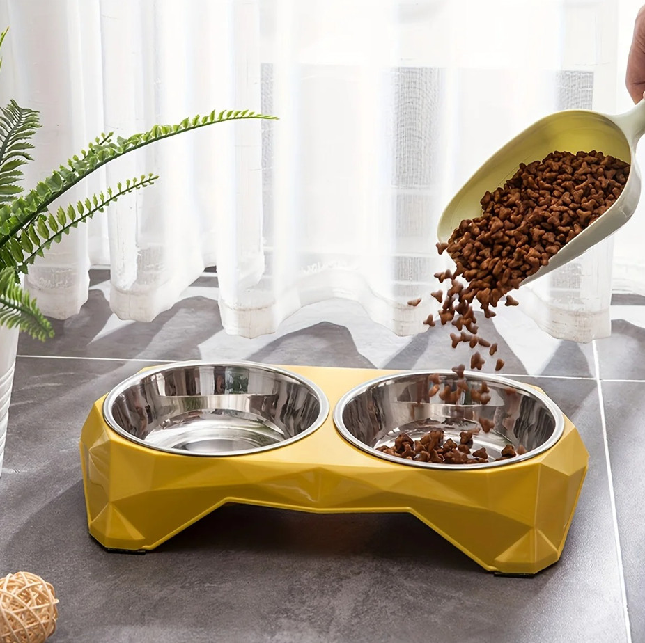 1 pc Stainless Steel Double Pet Bowl Large Capacity Dog Cat Feeder
