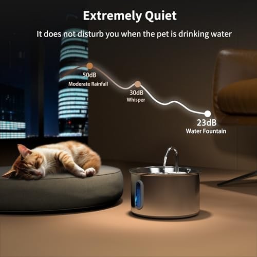Stainless Steel Cat Water Fountain, 3L/101oz Pet Water Fountain, Dog Waterer …