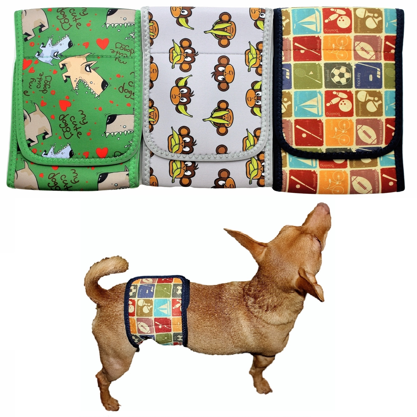PACK -3pcs Male Diapers Dog BELLY BANDS Wrap Reusable Washable NEOPRENE XXS-XXXL
