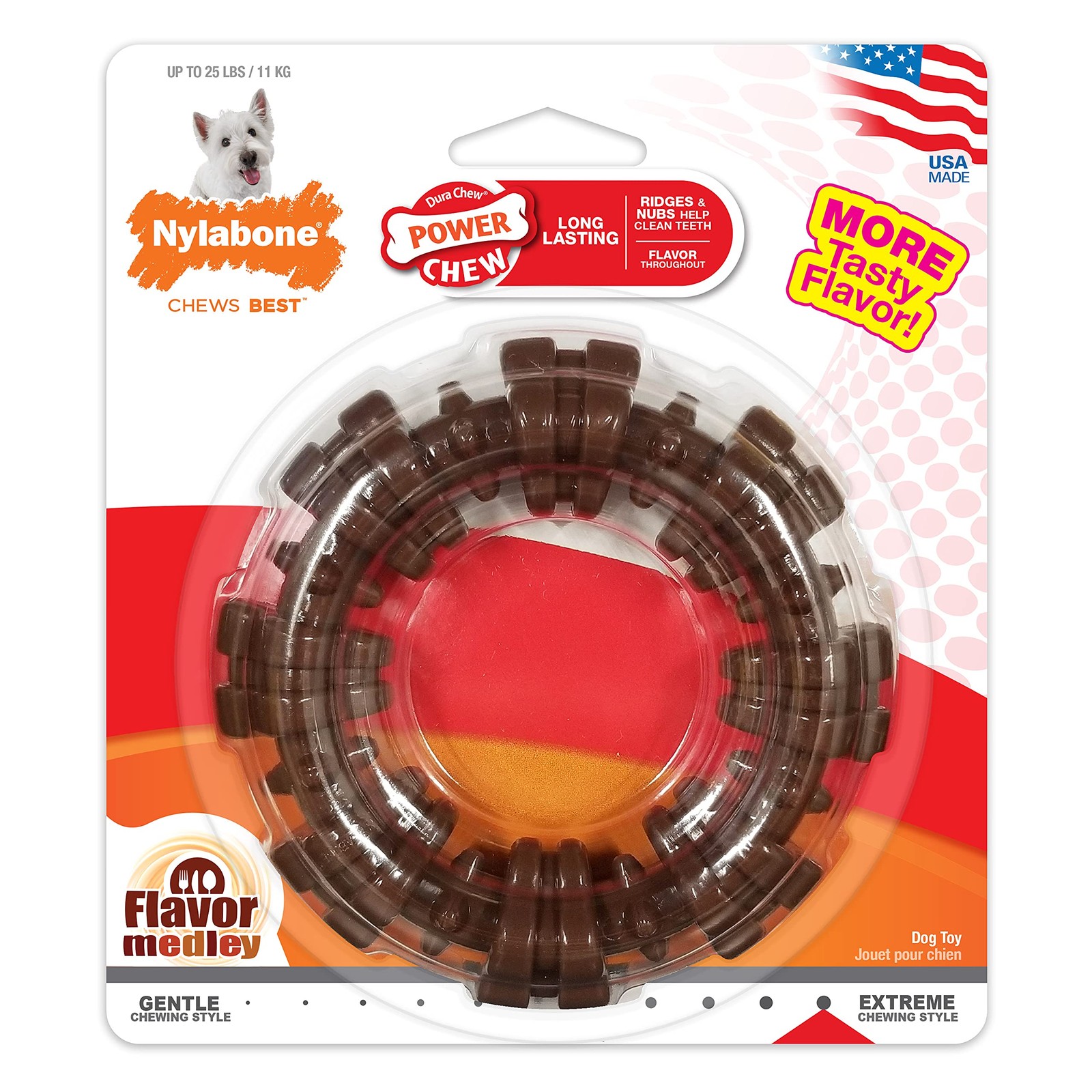 Nylabone Power Chew Small Textured Ring Durable Dog Toy for Aggressive Chewers