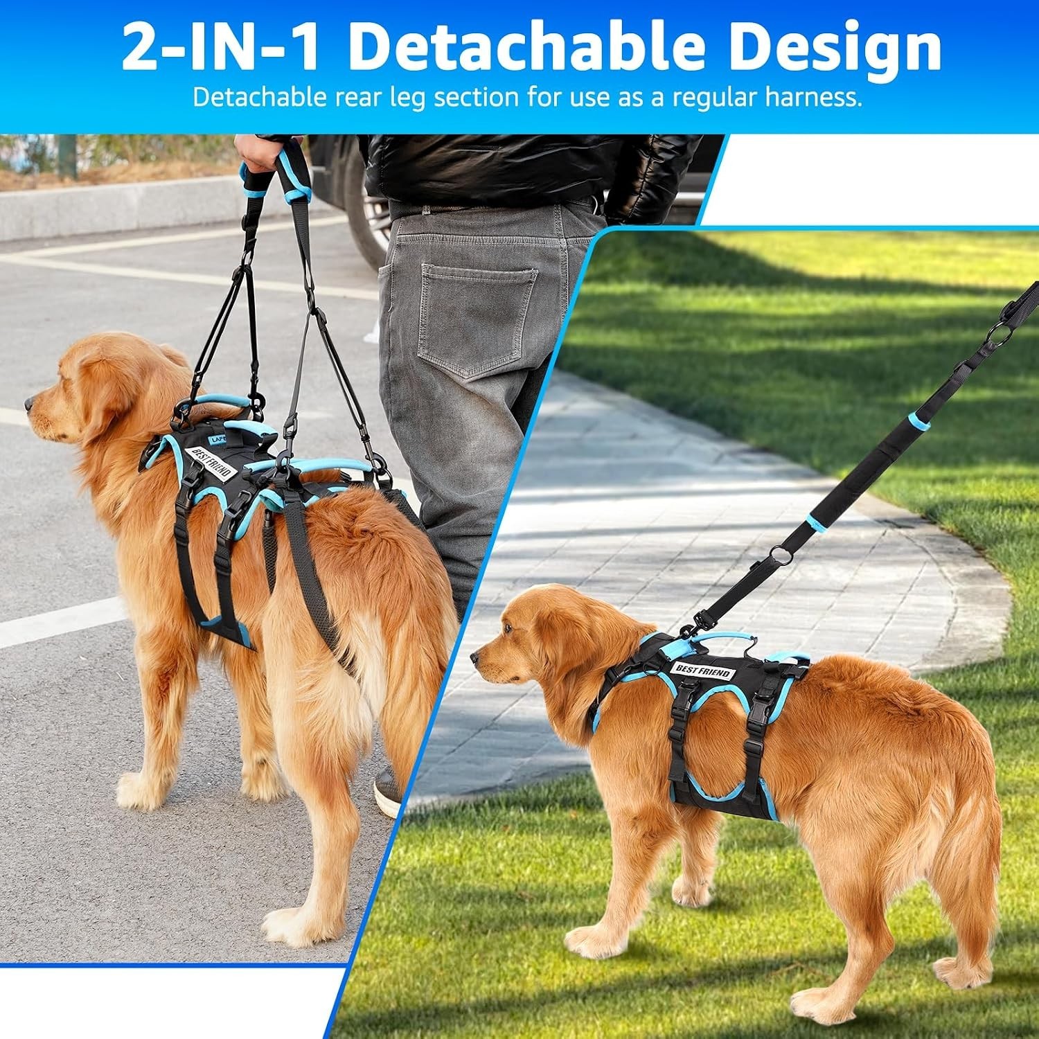 Lafoty Dog Lift Harness for X-LARGE Dogs 2-in-1 Help Em Up Harness SupportAid