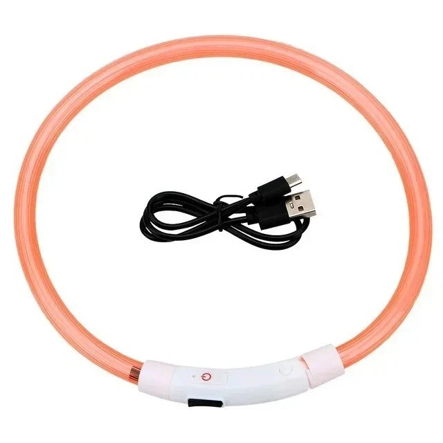 RECHARGEABLE LED Light-up Flash GLOW COLLAR Dog Pet Safety MICRO USB adjustable