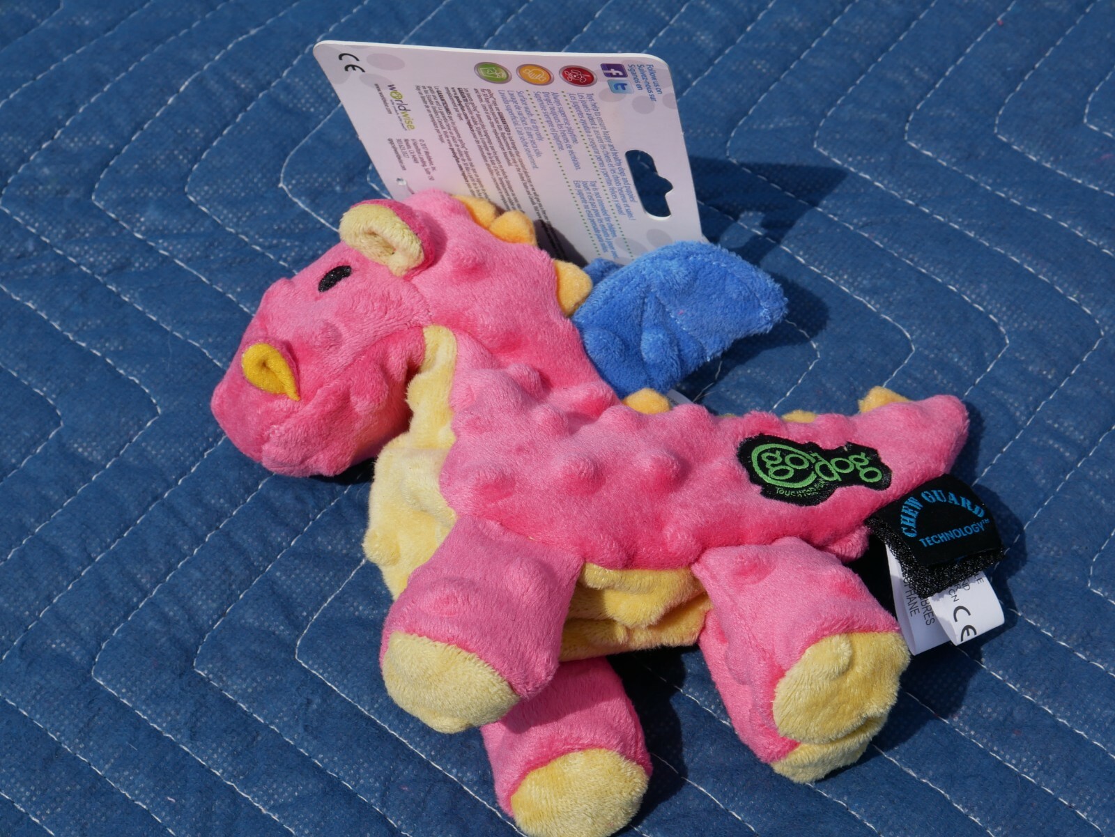 GoDog Dragons Chew Guard Squeaky Plush Dog Toy Large