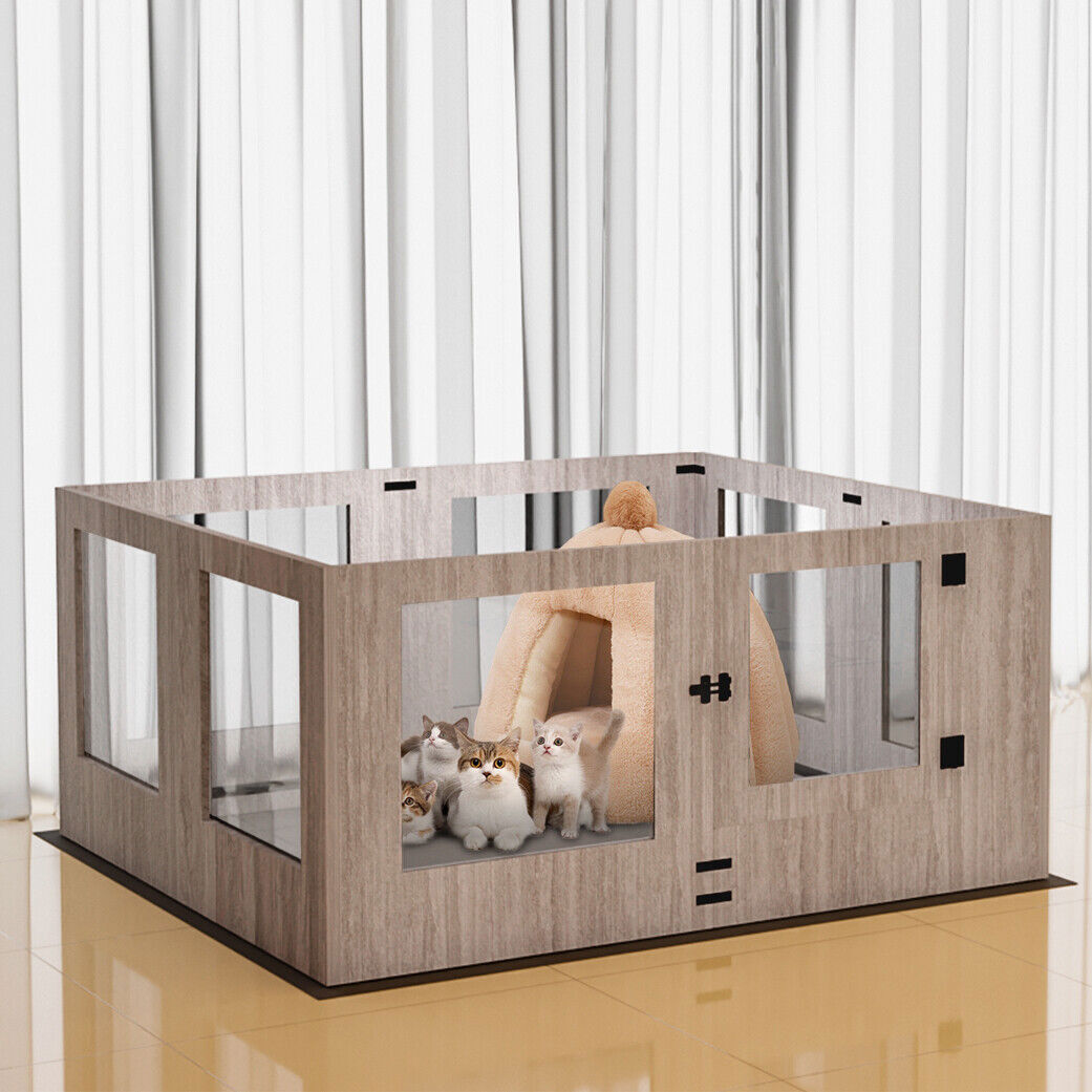 XXXL Large Tempered Glass Pet Whelping Playpen Dog Pen Box with Protective Ledge