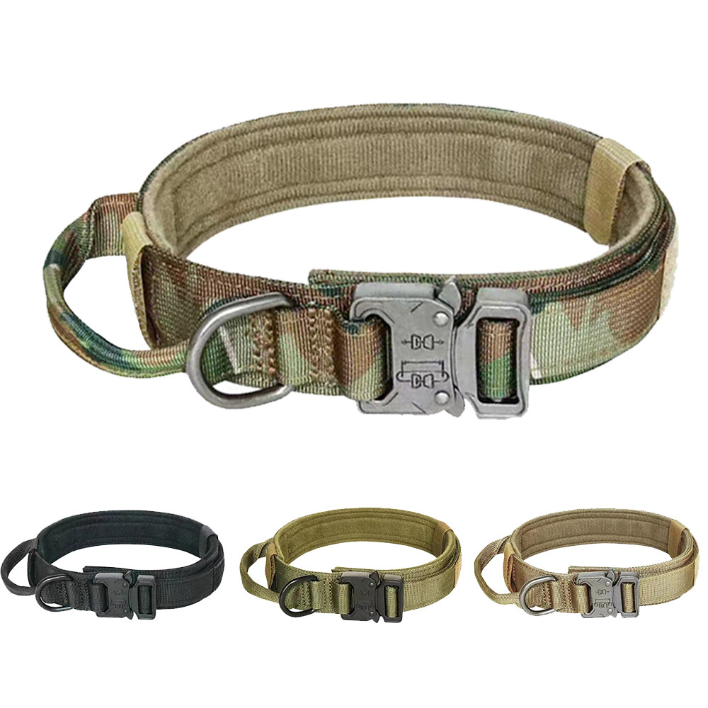 Tactical Dog Collar Heavy Duty Nylon Large Dog Canine Training With Metal Buckle