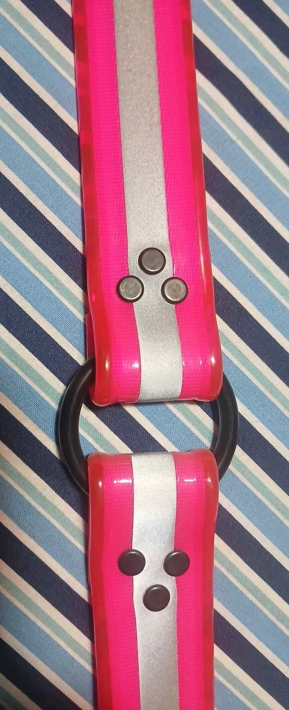 1 1/2″ Wide X 20 ” Long At Last Hole Dog Collar HOT PINK REFLECTIVE New Item.