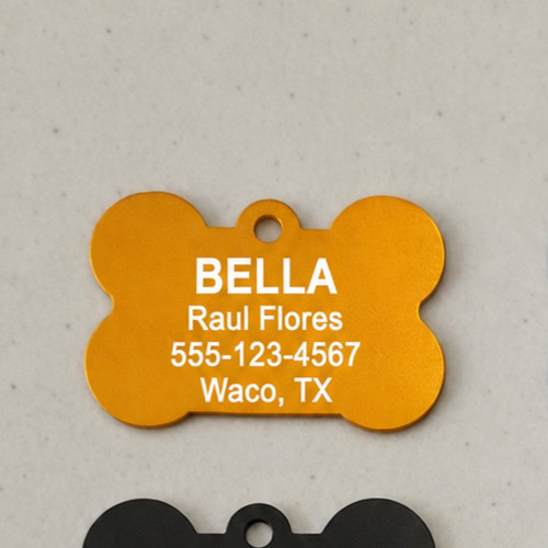 Custom Laser Engraved Dog Bone Pet ID Tag Personalized Name Phone Number
