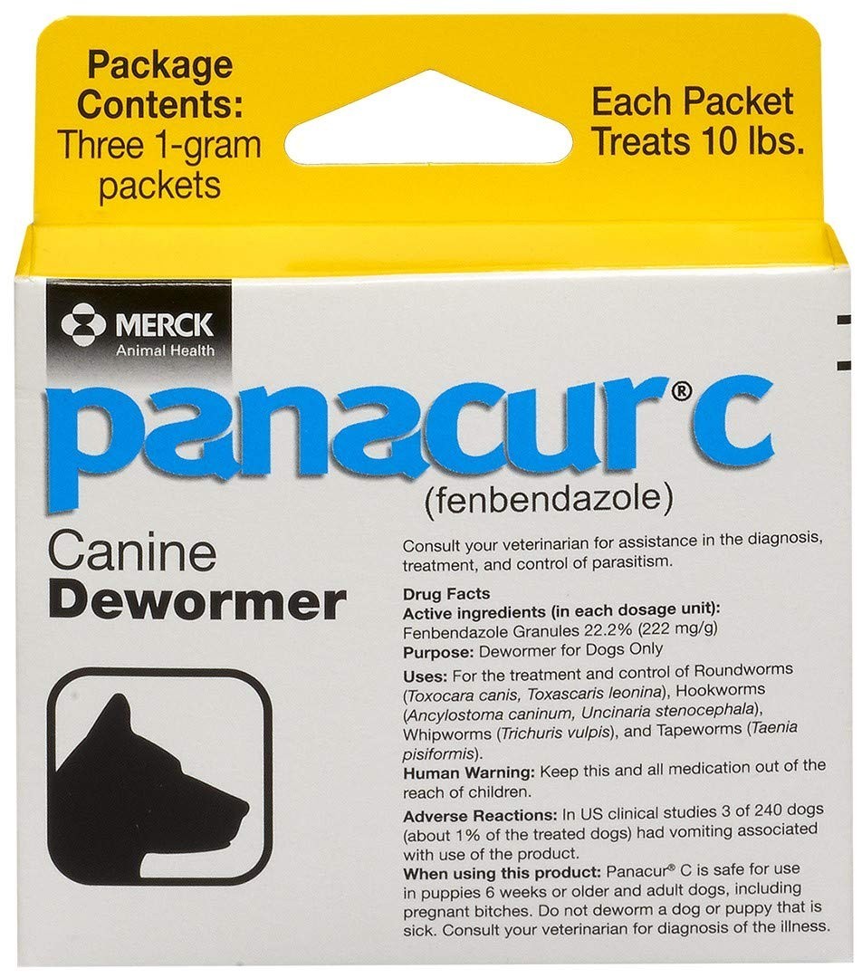 Panacur C Canine Dewormer Treatment Three 1-Gram Packets