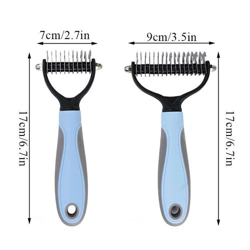 Professional 2-Sided Pet Grooming Brush & Undercoat Rake – Dog & Cat Deshedding