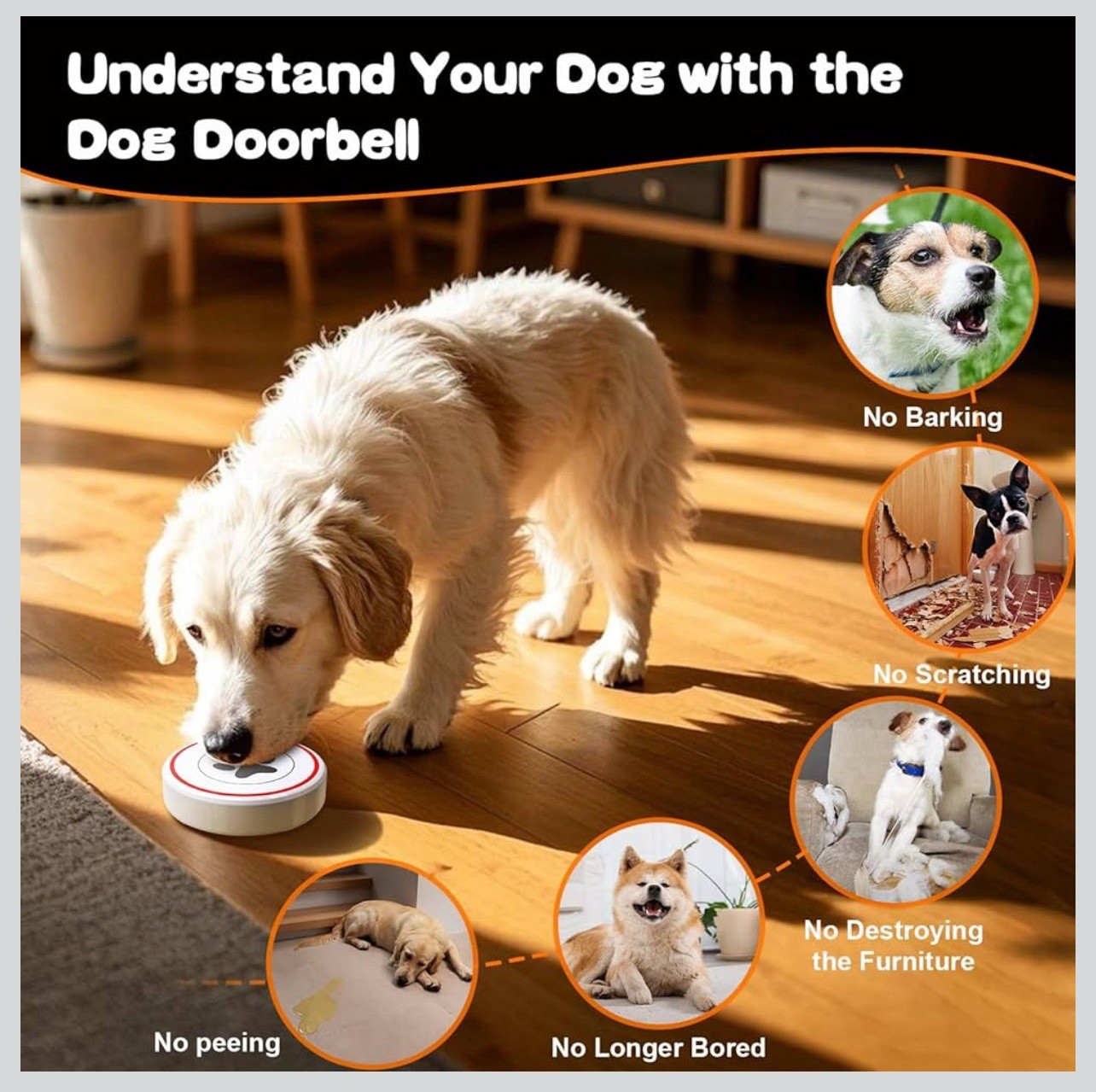 ChunHee Smart Dog Door Bell Wireless Puppy DoorBell for Potty Training NEW