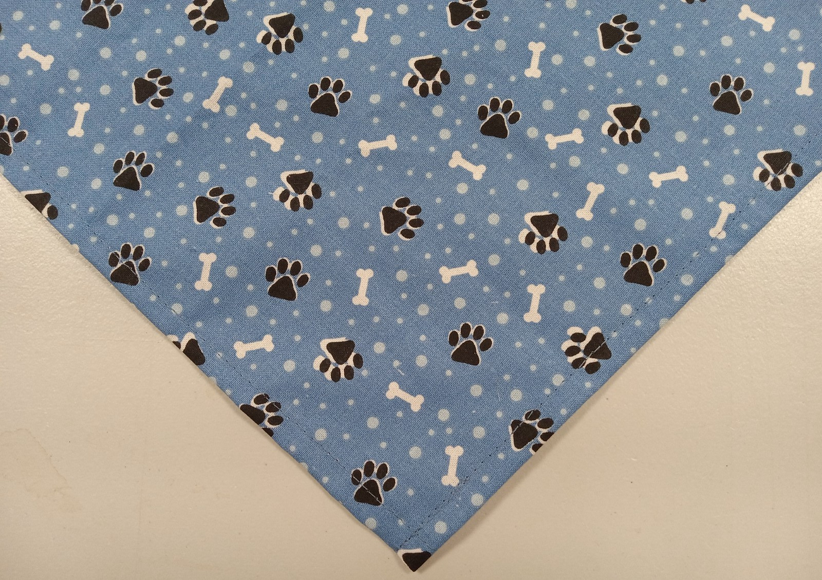 Dog Bandana/Scarf, Tie/Slide On, Blue, Bones, Paw Prints, S, M, L