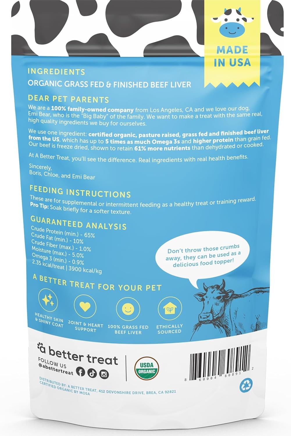 A Better Treat – Organic, Freeze Dried, 9 Ounce (Pack of 1), Beef Brown