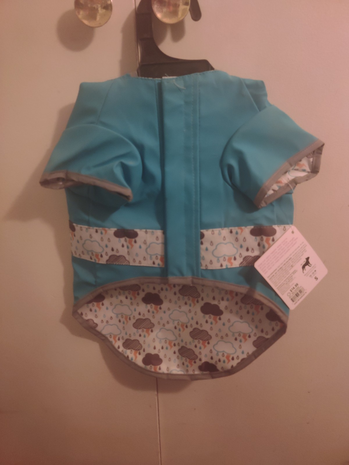 Good2Go DOG REFLECTIVE RAINCOAT REVERSIBLE Blue w Rain Clouds -Xtra Small NWT